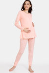 Zivame Maternity Knit Cotton Pyjama Set - Peach Pearl — thumbnail 2